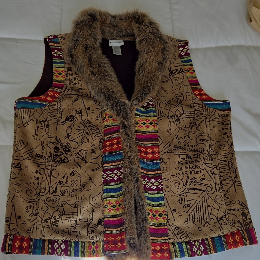 Bohemian Vest with Faux Fur Trim